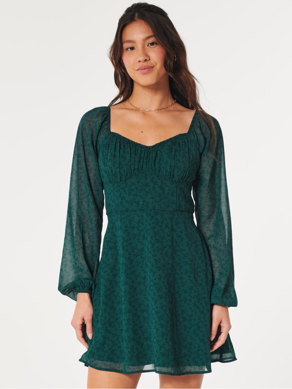 Hollister Emerald Green Long-Sleeve Mini Dress
